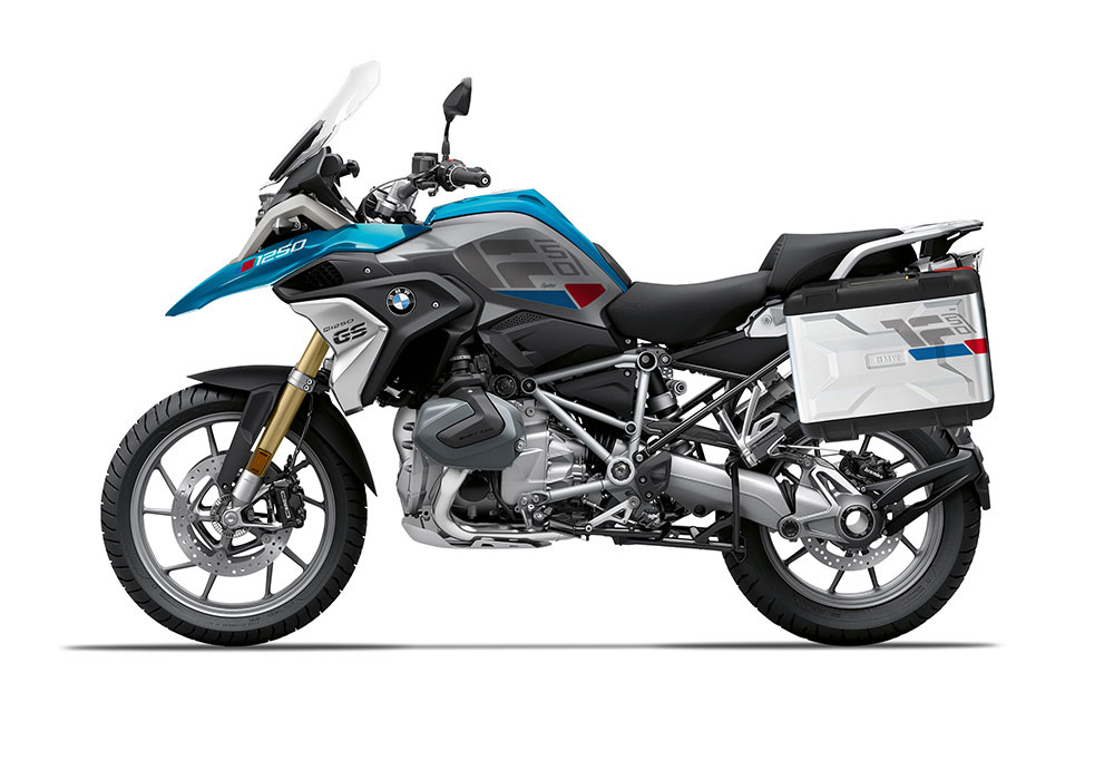 SIG 1276 BMW Vario Side Panniers Raise Grey Red Blue Stickers Left