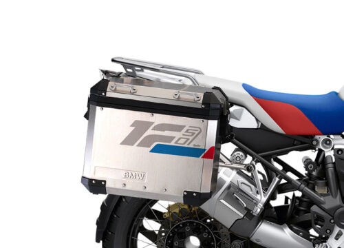 SIG 1280 BMW Aluminum Side Panniers Raise Grey Red Blue Stickers Right 02