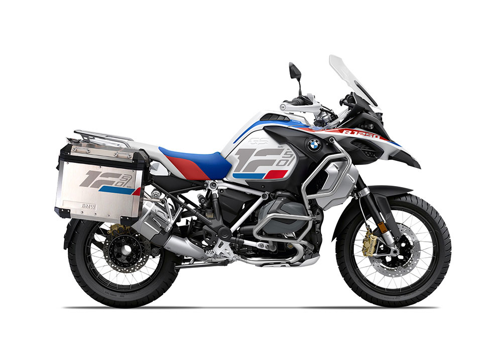 SIG 1280 BMW Aluminum Side Panniers Raise Grey Red Blue Stickers Right