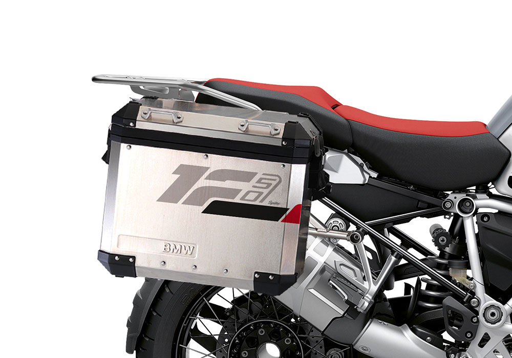 SIG 1281 BMW Aluminum Side Panniers Raise Grey Red Black Stickers Right 02