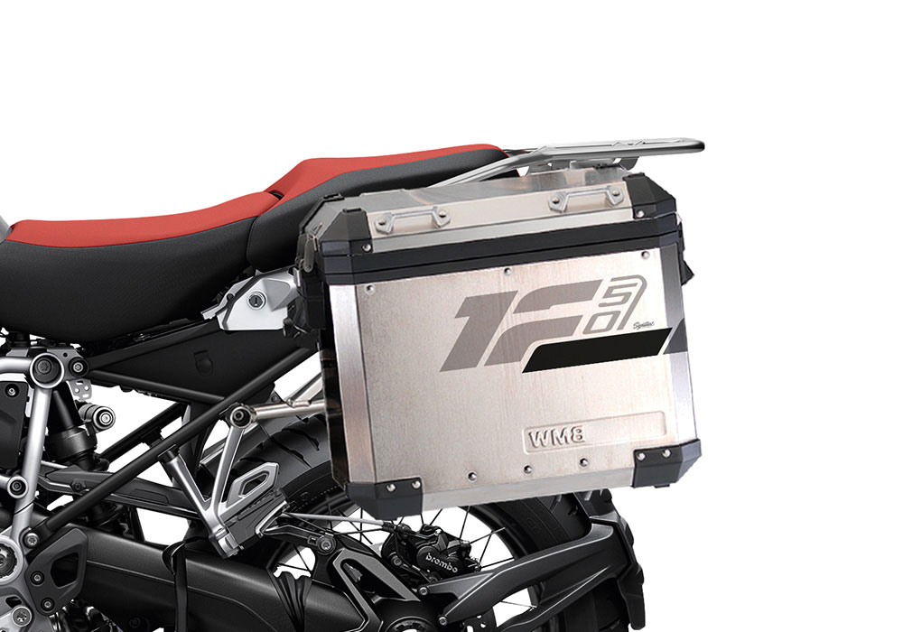 SIG 1282 BMW Aluminum Side Panniers Raise Grey Dark Grey Black Stickers left 02