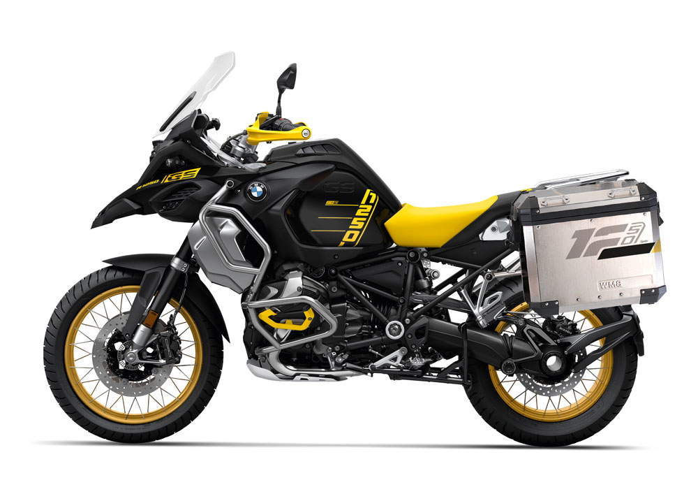 SIG 1283 BMW Aluminum Side Panniers Raise Grey Yellow Stickers Left 1