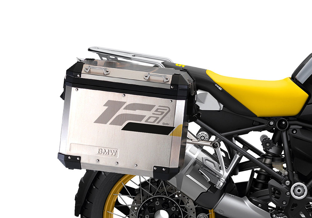 SIG 1283 BMW Aluminum Side Panniers Raise Grey Yellow Stickers Right 02