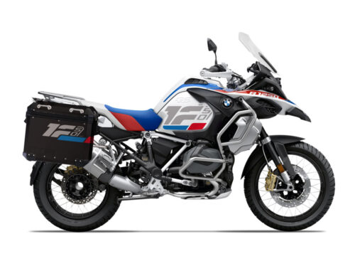SIG 1284 BMW Aluminum Side Panniers Raise Grey Blue Red Stickers Right COR