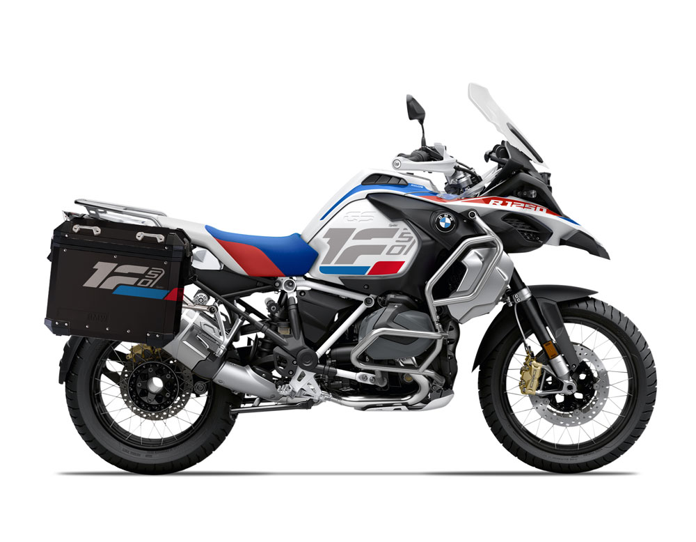SIG 1284 BMW Aluminum Side Panniers Raise Grey Blue Red Stickers Right COR