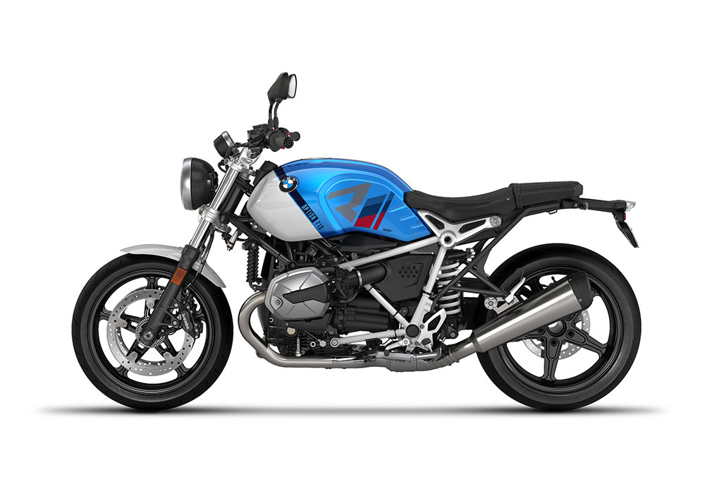 SIG 1300 02 BMW RnineT Pure R LINE Grey Msport Stickers Cosmic blue Metallic Left