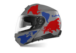 SIG 1457 Shuberth C5 Concrete Grey The Globe Blue Red Left 01
