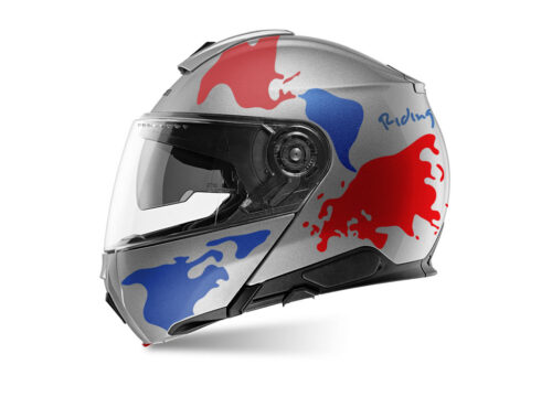 SIG 1457 Shuberth C5 Glossy Silver Red Blue The Globe