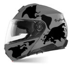 Schuberth C5 Helmet (Fluo) The Globe Series Silver Variations Stickers -  Signature Custom Designs