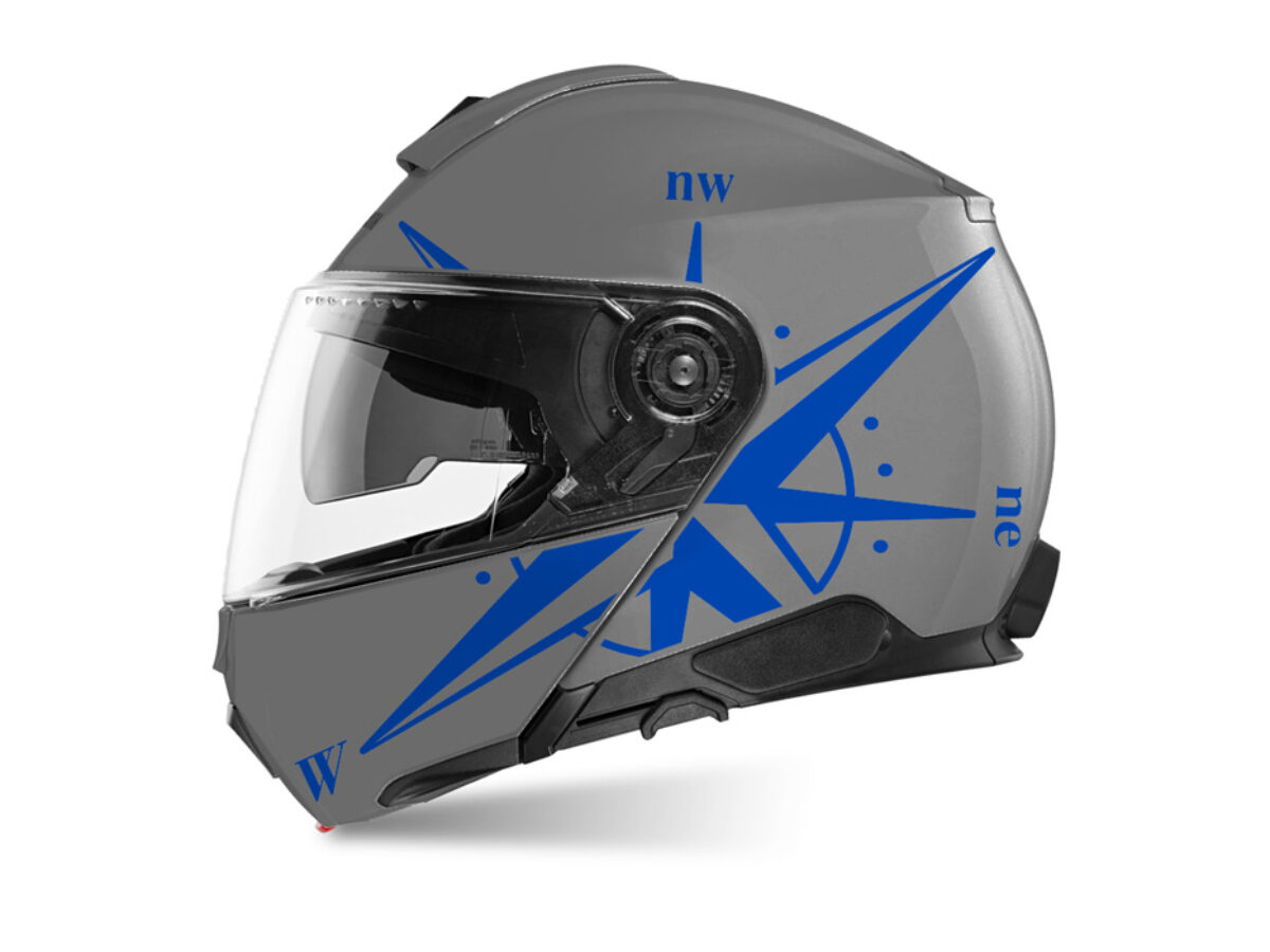 Schuberth C5 Helmet (Grey) Compass Series Blue Stickers