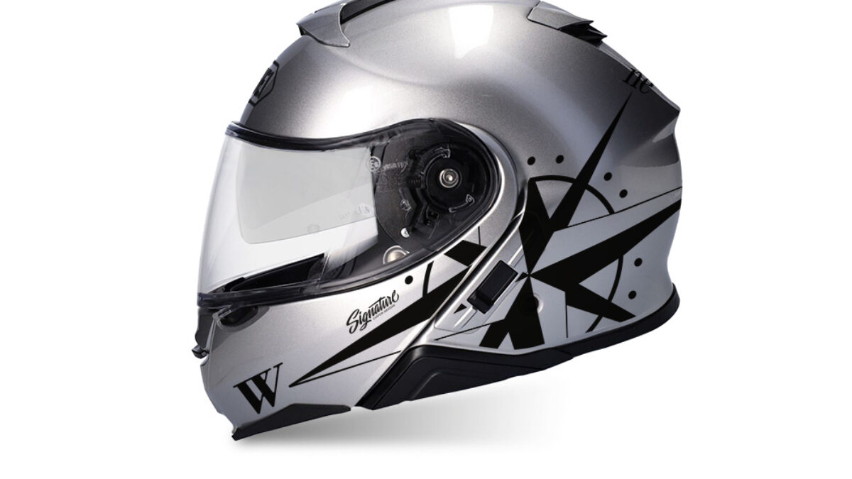 Shoei Neotec II (Silver) Compass Black Stickers - Signature Custom