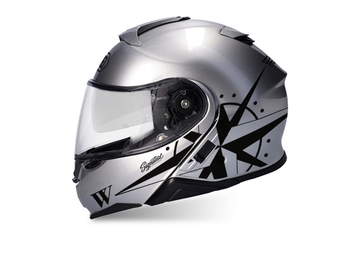 Shoei Neotec II (Silver) Compass Black Stickers - Signature Custom