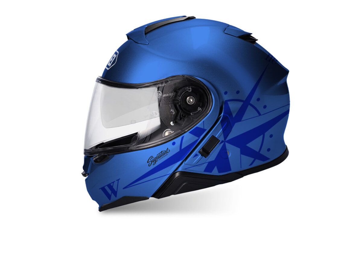 Shoei Neotec II (Blue) Compass Blue Stickers - Signature Custom