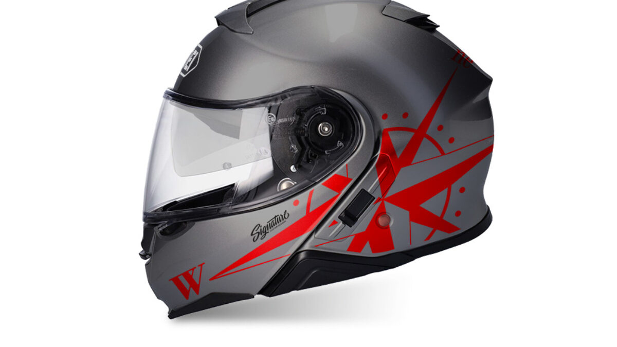 Shoei Neotec II (Grey) Compass Red Stickers - Signature Custom Designs