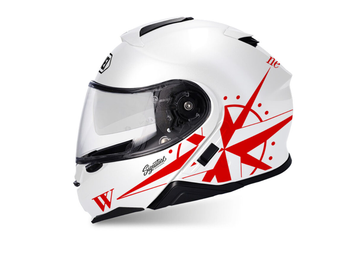 Shoei Neotec II (White) Compass Red Stickers - Signature Custom