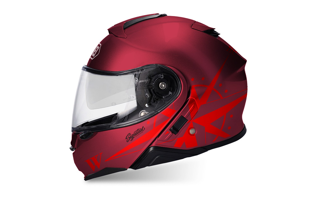 SIG 1469 Shoei Neotec II Compass Wine Red Helmet Red