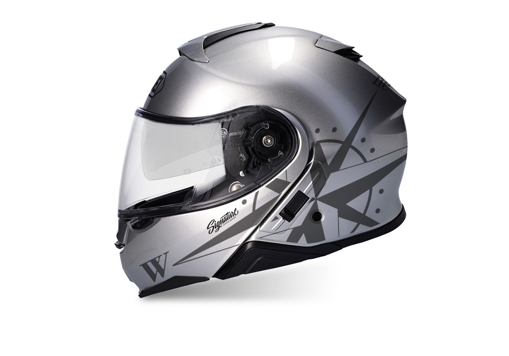 SIG 1470 Shoei Neotec II Compass Silver Helmet Grey