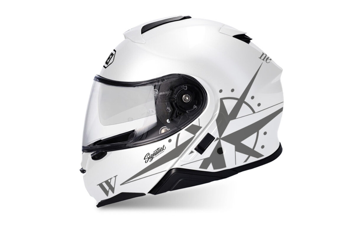 Shoei Neotec II (White) Compass Dark Silver Stickers - Signature