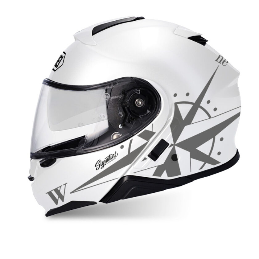 Shoei Neotec II (White) Compass Dark Silver Stickers - Signature