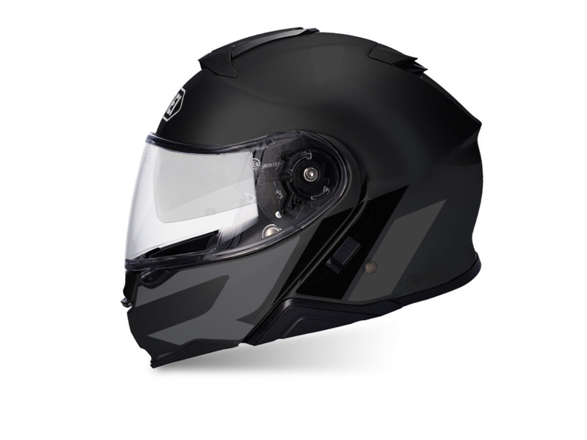 Shoei Neotec II (Black) R-Line Grey & Black Stickers - Signature Shoei Neotec II (Black) R-Line Grey & Black Stickers - Signature