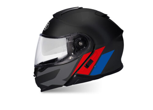 SIG 1496 Shoei Neotec II R Line Black Helmet Red Blue