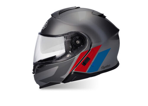 SIG 1496 Shoei Neotec II R Line Deep Grey Helmet Red Blue