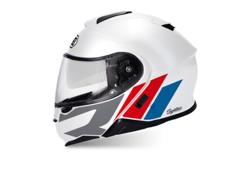 SIG 1496 Shoei Neotec II R Line White Helmet Red Blue