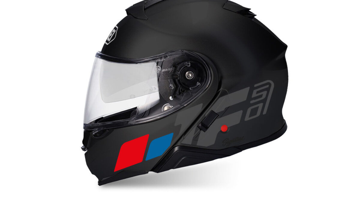 Shoei Neotec II (Black) Raise Red & Blue Stickers - Signature