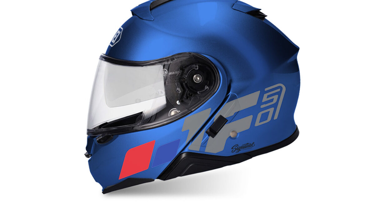 Shoei Neotec II (Blue) Raise Red & Blue Stickers - Signature