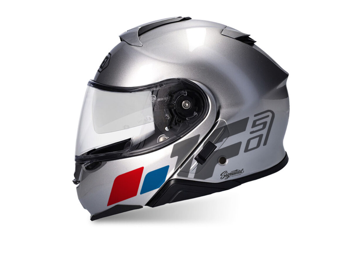 peso shoei neotec 2 Shoei Neotec II (Silver) Raise Red & Blue Stickers