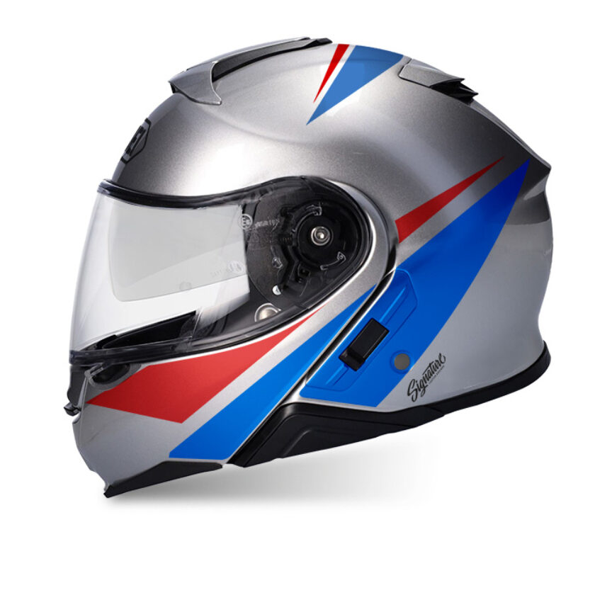 casques shoei neotec 2 Shoei Neotec II (Silver) Vivo Red & Blue Stickers