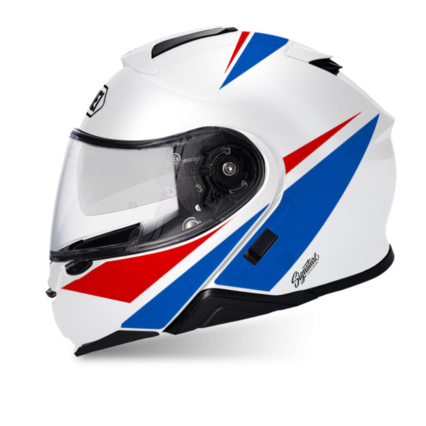shoei neotec 2 2021 Shoei Neotec II (White) Vivo Red & Blue Stickers