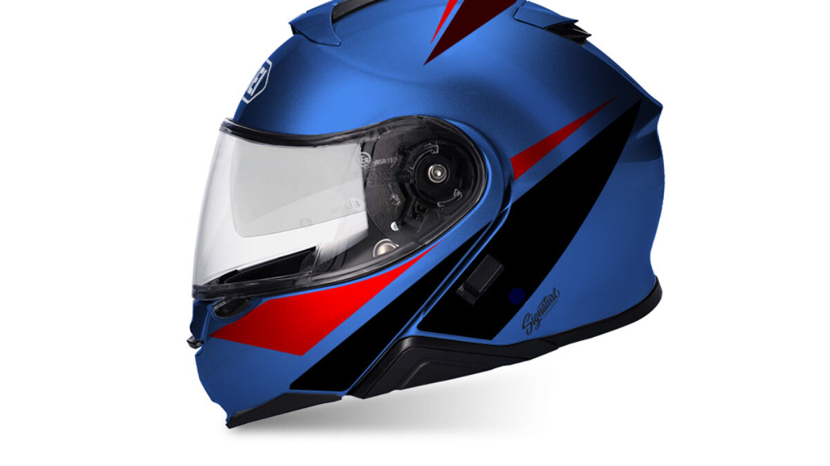 shoei neotec 2 bleu mat Shoei Neotec II (Blue) Vivo Red & Black Stickers