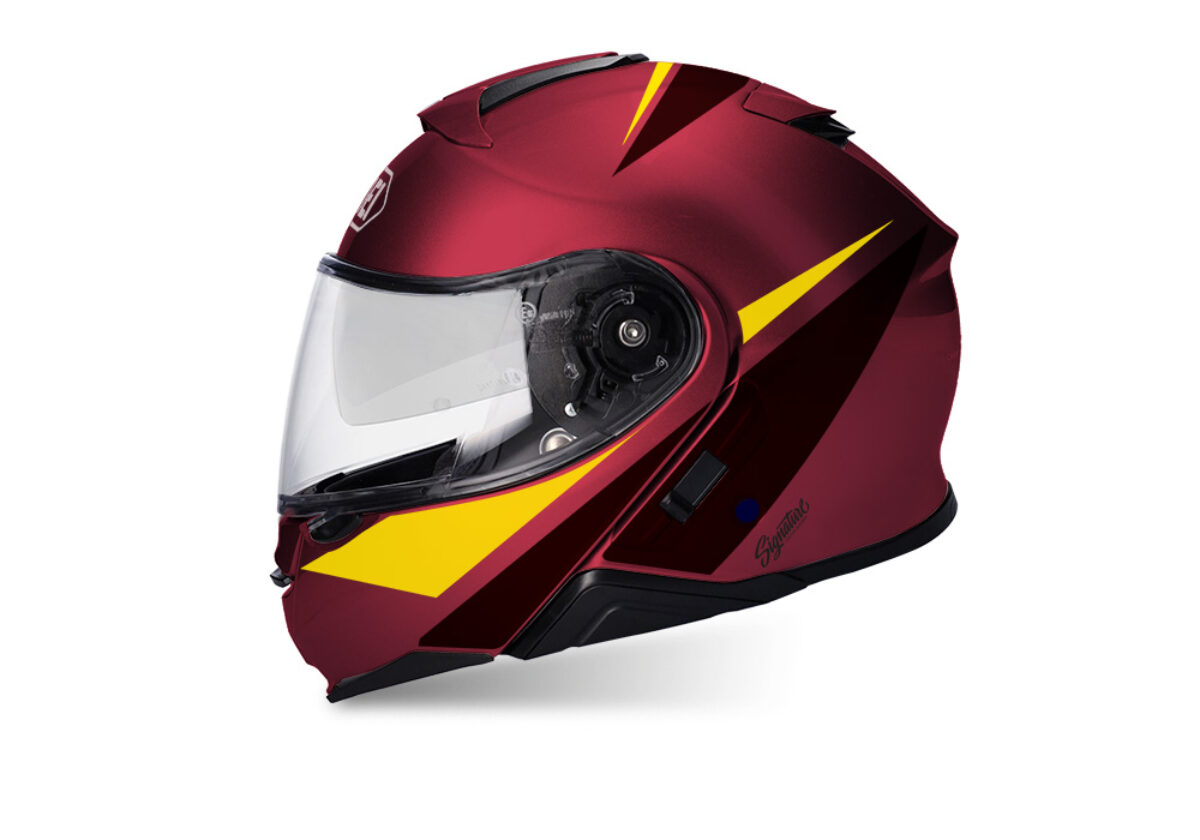 SHOEI ネオテック2 ワインレッド サイズS 製造2023 Shoei Neotec II (Red) Vivo Yellow & Black Stickers - Signature