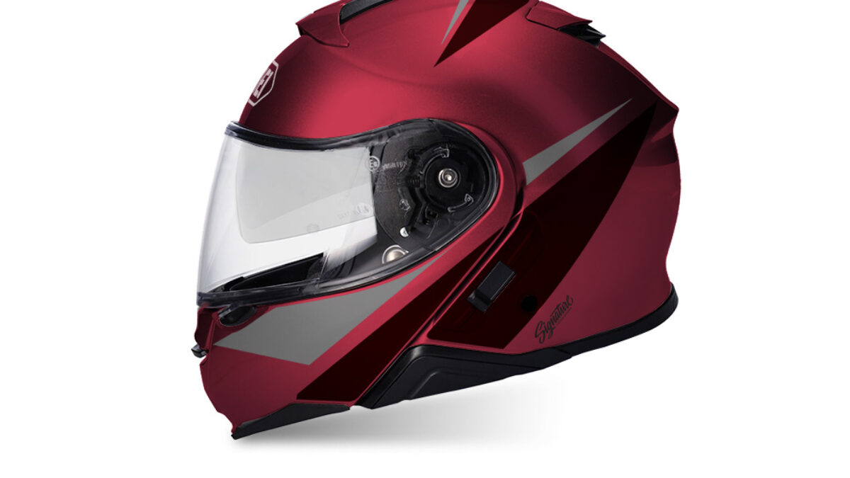 SHOEI NEOTEC2 ワインレッド スモークミラー SENA SR2 Shoei Neotec II (Red) Vivo Grey & Black Stickers - Signature