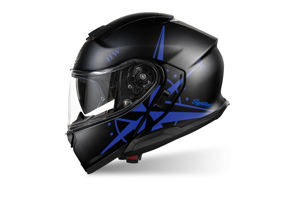 shoei black and blue helmet RF-1400 Shakin' Speed Large notch protection without sacrificing comfort Shoei GT-Air II Glorify Helmet