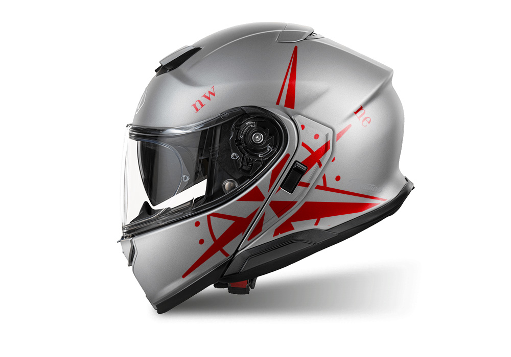 SIG 1517 Shoei Neotec III Light Silver Compass Red