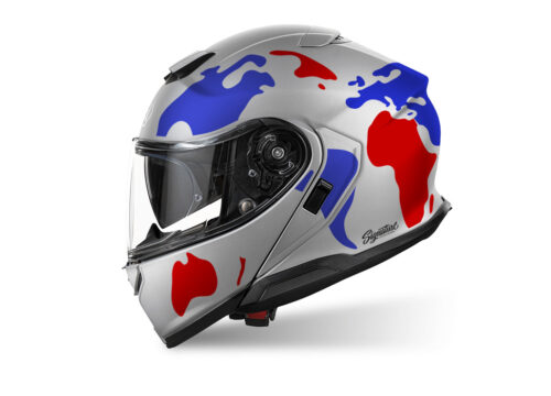 SIG 1521 Shoei Neotec 3 Silver The Globe Red & Blue