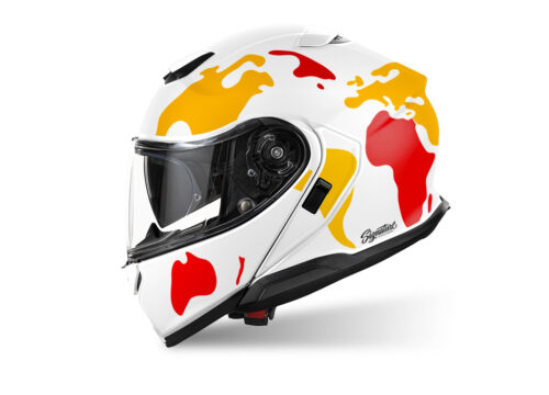 SIG 1529 Shoei Neotec 3 White The Globe Red & Yellow