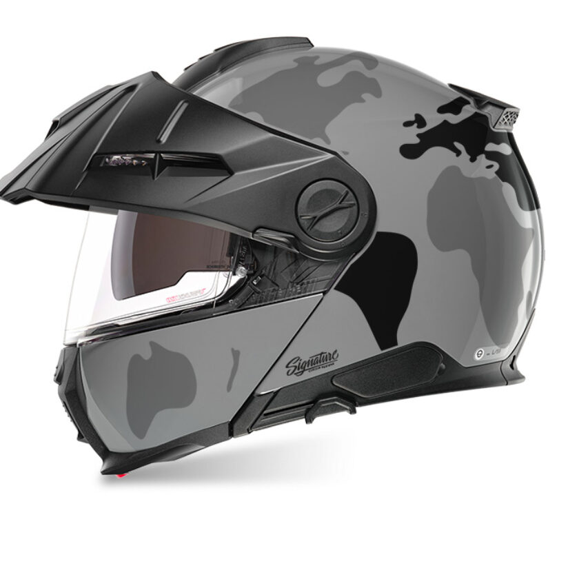 schuberth bluetooth modular helmet Schuberth E2 Helmet (Grey) The Globe Series Grey & Black Stickers