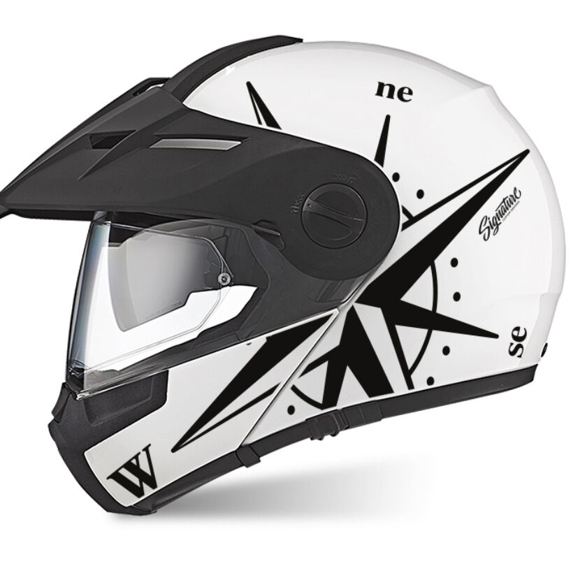 Schuberth E1 Helmet (White) Compass Series Black Stickers